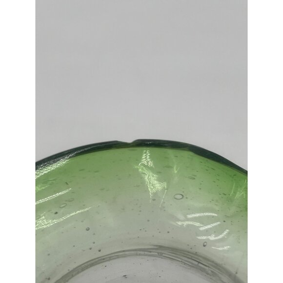 Vintage Mexican Hand Blown Pitcher Recycled Glass w Tequila Green Trim - Picture 3 of 6